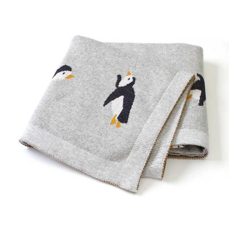 Little Penguin Baby Kids Cotton Knitted Blanket - Just Kidding Store