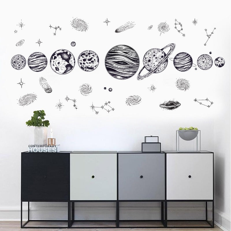 Galaxy Wall Decals Outer Space Wall Stickers - Just Kidding Store