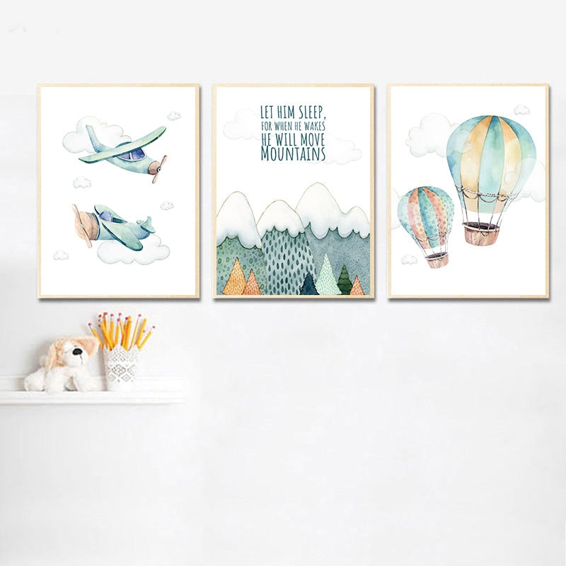 Up, Up And Away Watercolor Canvas Painting Wall Art - Just Kidding Store