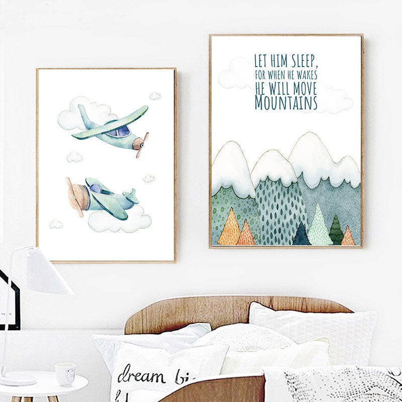 Up, Up And Away Watercolor Canvas Painting Wall Art - Just Kidding Store