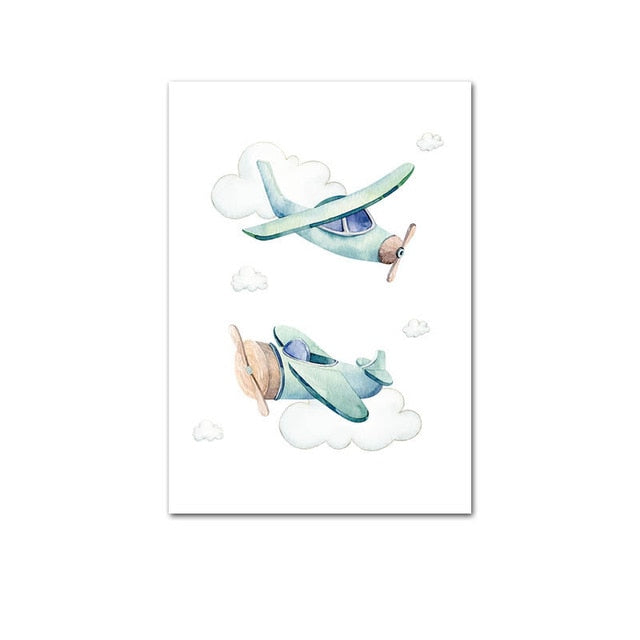 Up, Up And Away Watercolor Canvas Painting Wall Art - Just Kidding Store