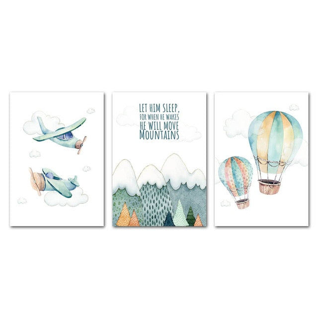 Up, Up And Away Watercolor Canvas Painting Wall Art - Just Kidding Store