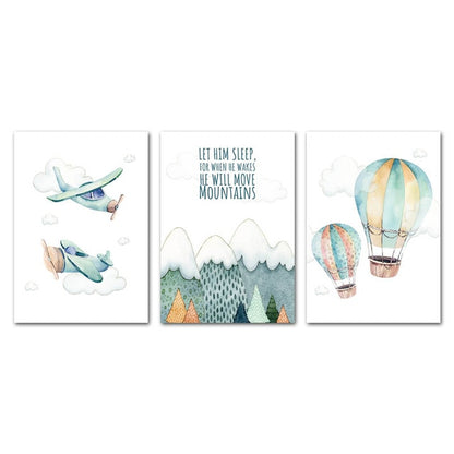 Up, Up And Away Watercolor Canvas Painting Wall Art - Just Kidding Store