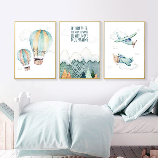 Up, Up And Away Watercolor Canvas Painting Wall Art - Just Kidding Store