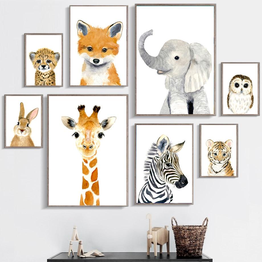 Nursery Childrens Canvas Wall Art Animals Series - Just Kidding Store