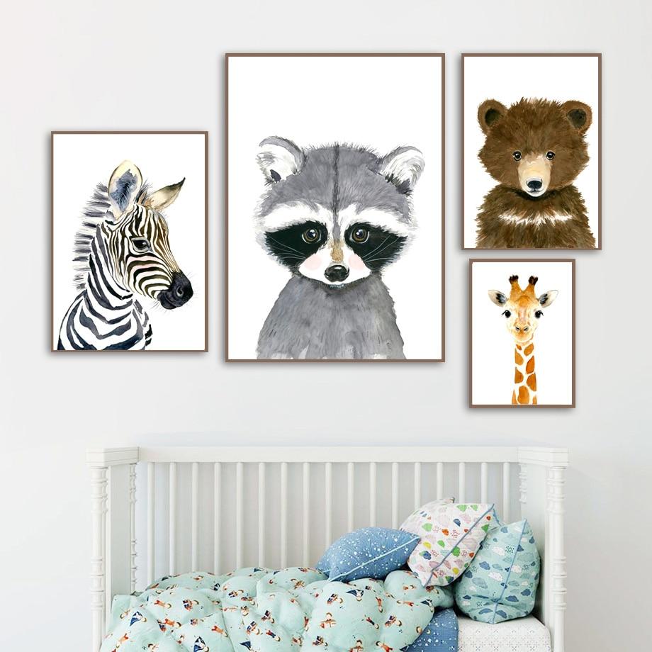 Nursery Childrens Canvas Wall Art Animals Series - Just Kidding Store