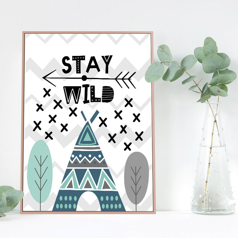 Nordic Canvas Wall Art Dream Big, Stay Wild, Bear - Just Kidding Store