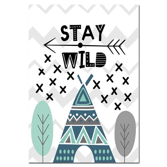 Nordic Canvas Wall Art Dream Big, Stay Wild, Bear - Just Kidding Store