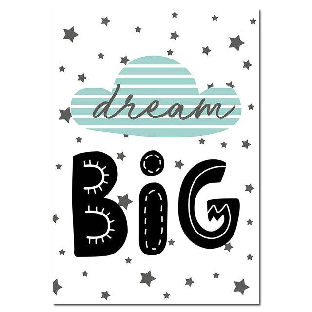 Nordic Canvas Wall Art Dream Big, Stay Wild, Bear - Just Kidding Store