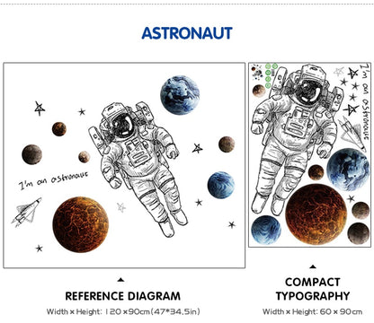 Space Travel Outer Space Spaceman Wall Decals - Just Kidding Store