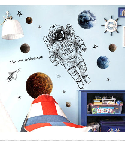 Space Travel Outer Space Spaceman Wall Decals - Just Kidding Store