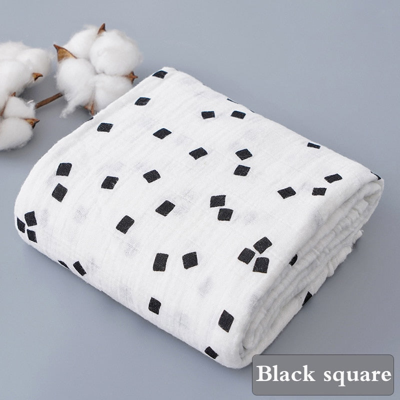 Monochrome Cotton Muslin Blanket Baby Muslin Wrap - Just Kidding Store