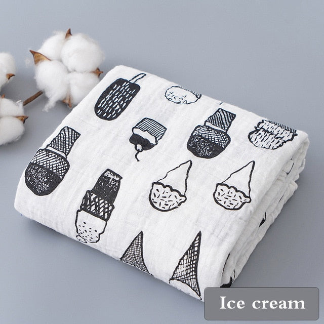 Monochrome Cotton Muslin Blanket Baby Muslin Wrap - Just Kidding Store