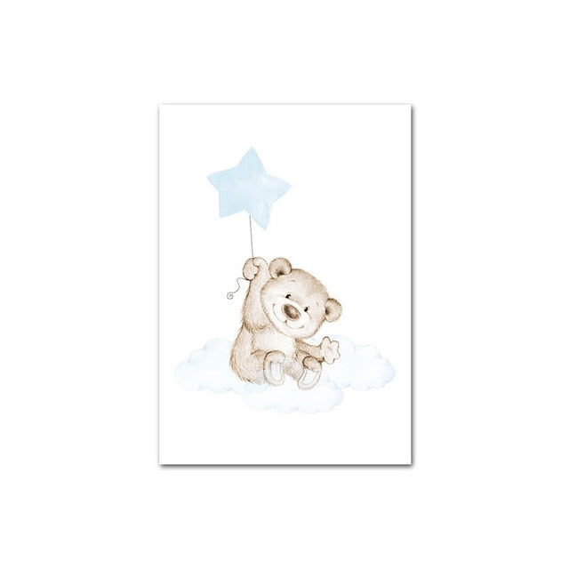 Dreamy Bear Canvas Wall Art - Nursery Posters - Just Kidding Store