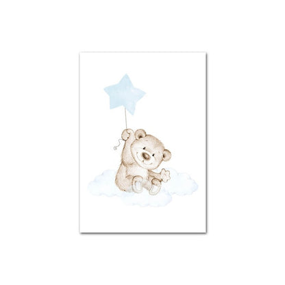 Dreamy Bear Canvas Wall Art - Nursery Posters - Just Kidding Store