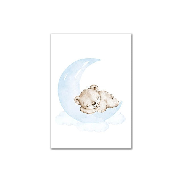 Dreamy Bear Canvas Wall Art - Nursery Posters - Just Kidding Store