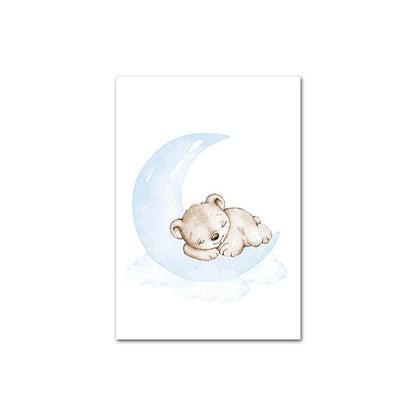Dreamy Bear Canvas Wall Art - Nursery Posters - Just Kidding Store