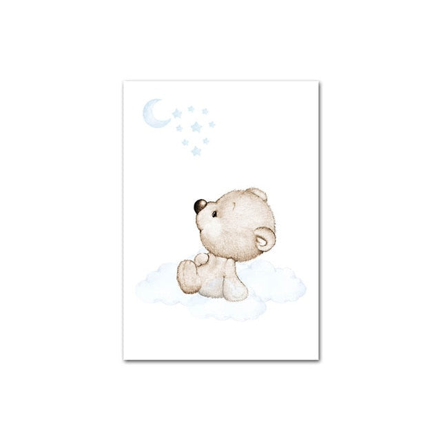 Dreamy Bear Canvas Wall Art - Nursery Posters - Just Kidding Store