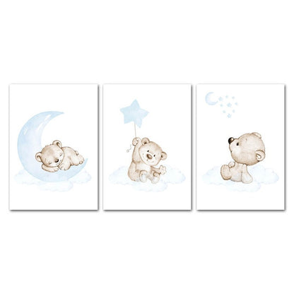 Dreamy Bear Canvas Wall Art - Nursery Posters - Just Kidding Store