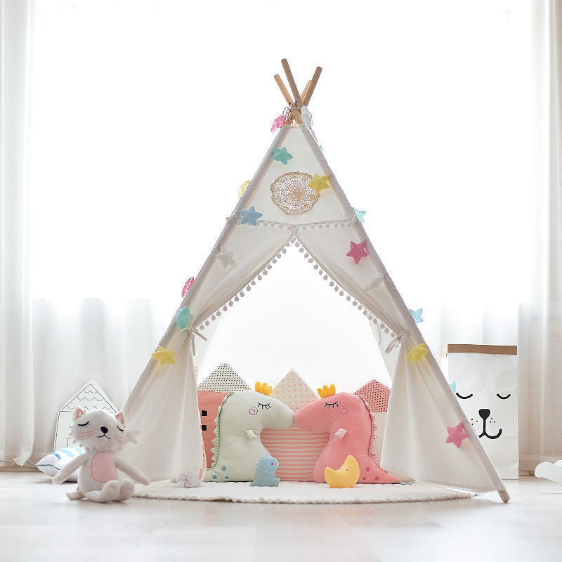 Four Poles White Teepee -  Kids Play Tent - Just Kidding Store