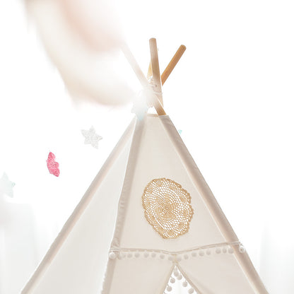 Four Poles White Teepee -  Kids Play Tent - Just Kidding Store