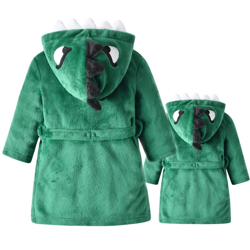Green Dinosaur Kids Hooded Robe Dino Dressing Gown - Just Kidding Store