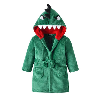 Green Dinosaur Kids Hooded Robe Dino Dressing Gown - Just Kidding Store