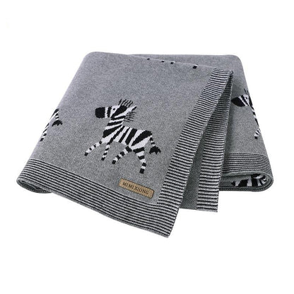 Little Zebra Baby Children Cotton Knitted Blanket - Just Kidding Store