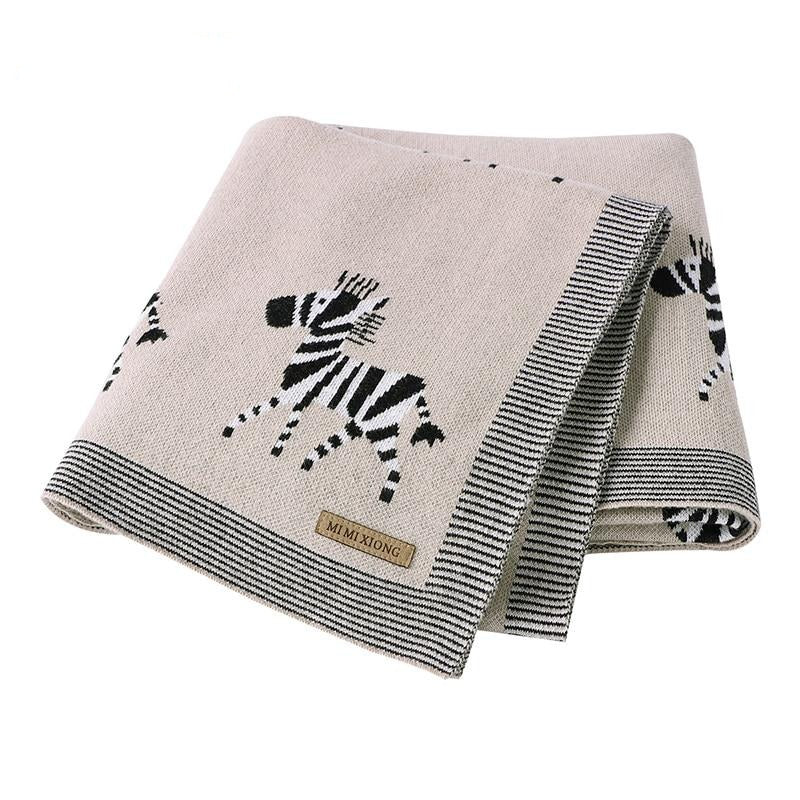 Little Zebra Baby Children Cotton Knitted Blanket - Just Kidding Store