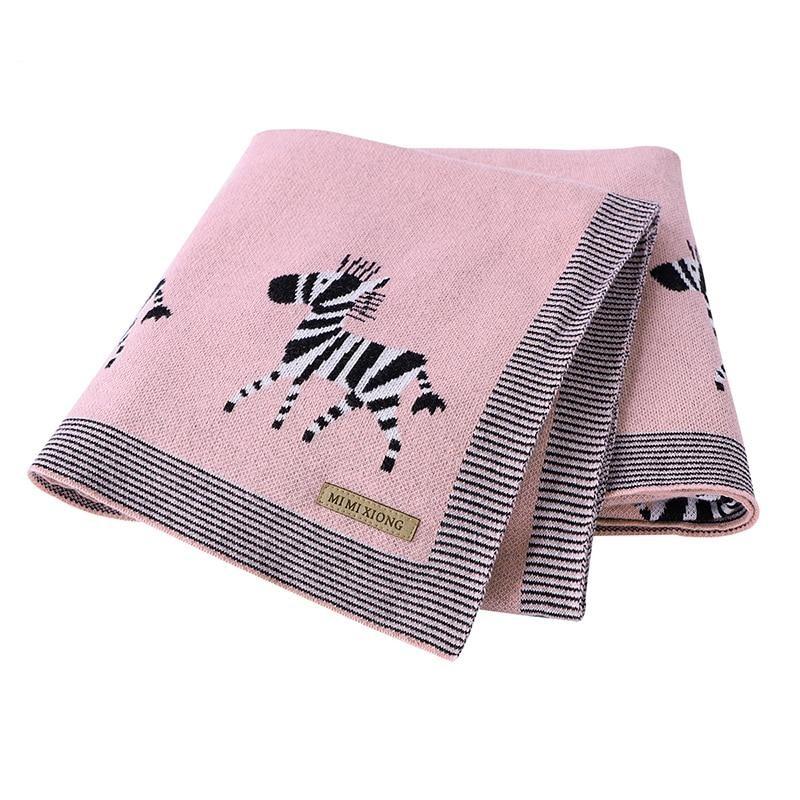 Little Zebra Baby Children Cotton Knitted Blanket - Just Kidding Store