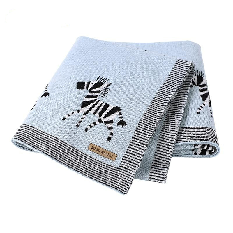 Little Zebra Baby Children Cotton Knitted Blanket - Just Kidding Store