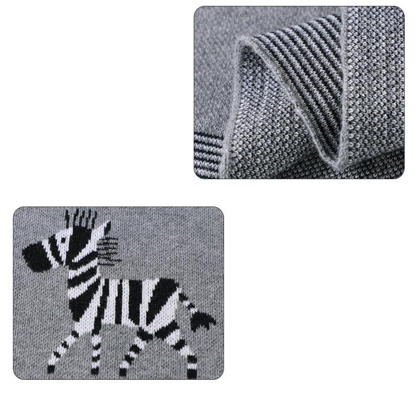 Little Zebra Baby Children Cotton Knitted Blanket - Just Kidding Store