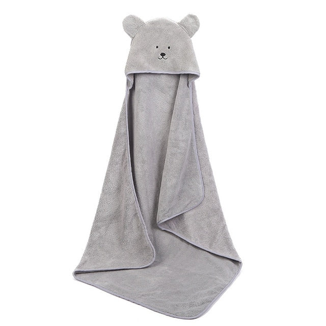 Hooded Fleece Towel - Baby Kids Bath Poncho Wrap - Just Kidding Store