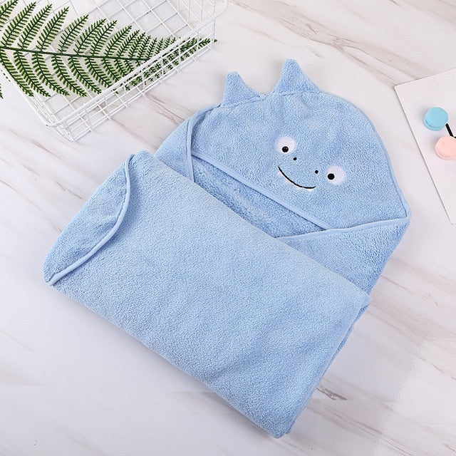 Hooded Fleece Towel - Baby Kids Bath Poncho Wrap - Just Kidding Store