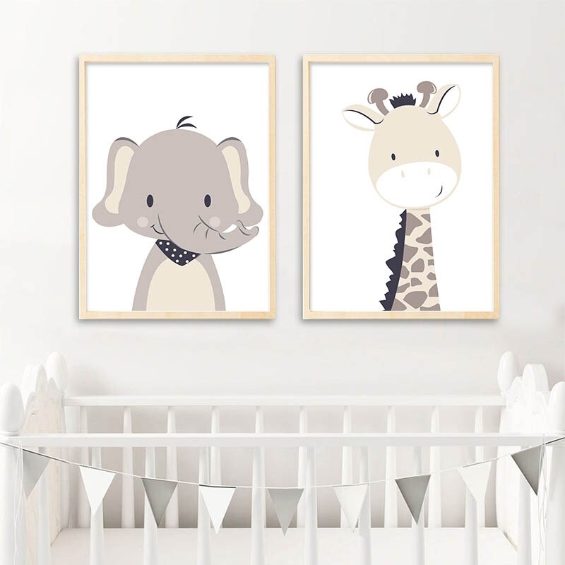 Safari Animals Canvas Art - Zebra, Elephant, Lion, Hippo, Giraffe, Tiger - Just Kidding Store