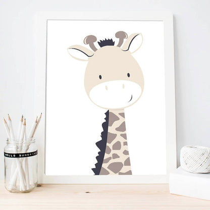 Safari Animals Canvas Art - Zebra, Elephant, Lion, Hippo, Giraffe, Tiger - Just Kidding Store