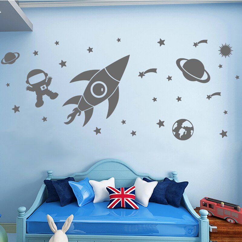 Space Rocket Wall Sticker Set Children's Decals - Just Kidding Store