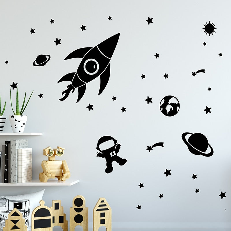 Space Rocket Wall Sticker Set Children's Decals - Just Kidding Store