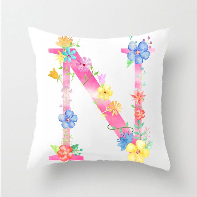 Flower Alphabet Letter Cushion Cover - Just Kidding Store