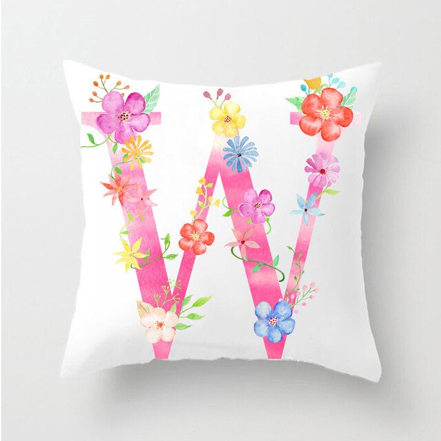 Flower Alphabet Letter Cushion Cover - Just Kidding Store