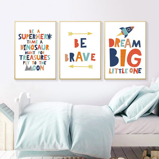 Childrens Inspiring Quotes Wall Canvas Art - Nursery Prints - Just Kidding Store