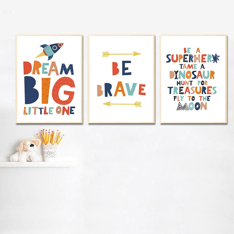 Childrens Inspiring Quotes Wall Canvas Art - Nursery Prints - Just Kidding Store