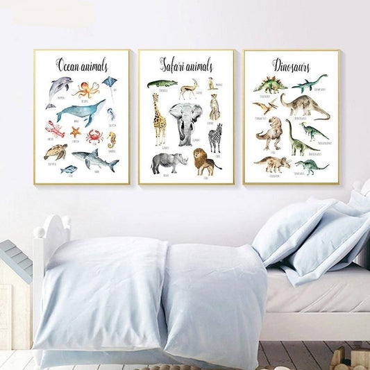 Canvas Wall Art - Dinosaurs Ocean Safari Animals - Just Kidding Store