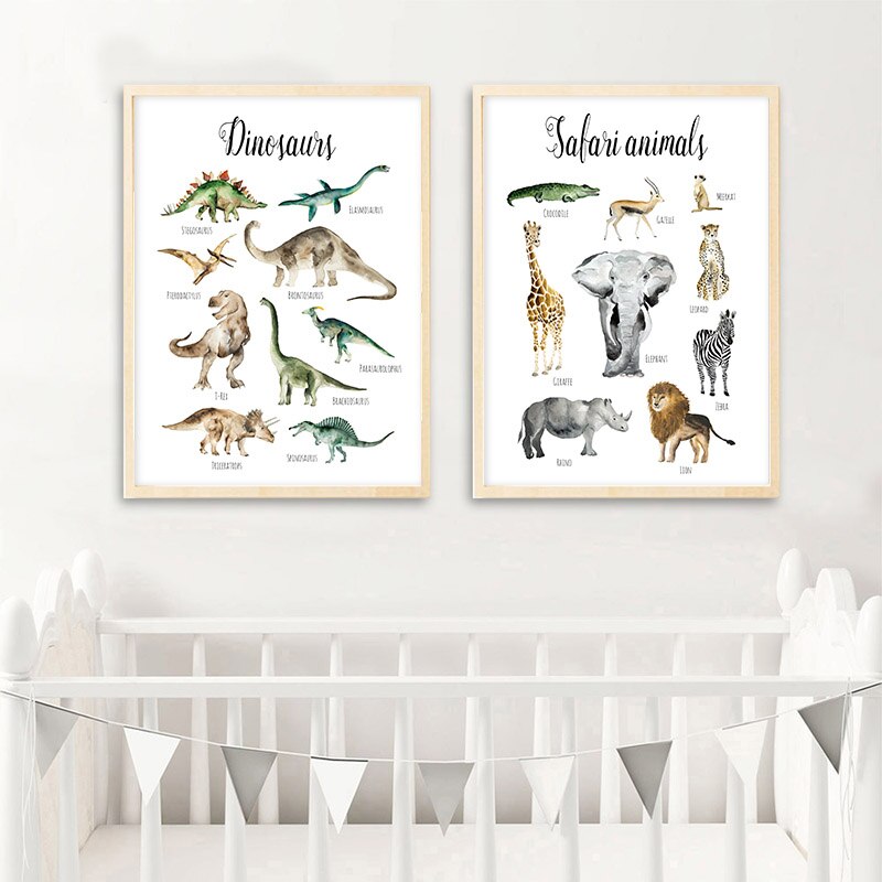 Canvas Wall Art - Dinosaurs Ocean Safari Animals - Just Kidding Store