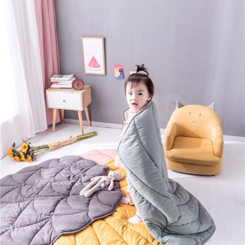 Quilted Leaf Shape Mat - Nursery Cotton Rug - Just Kidding Store