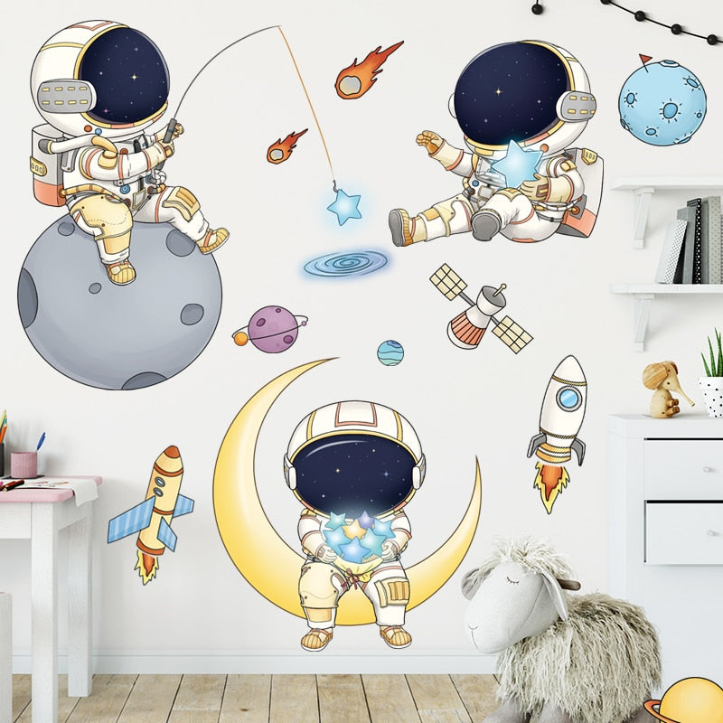 Mini Astronaut Wall Decals - Outer Space Stickers - Just Kidding Store