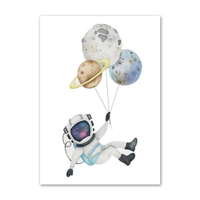 Watercolor Space Series Canvas Wall Art - Outer Space Posters - Just Kidding Store