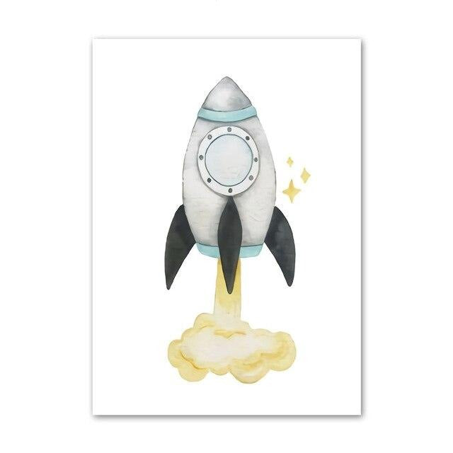 Watercolor Space Series Canvas Wall Art - Outer Space Posters - Just Kidding Store