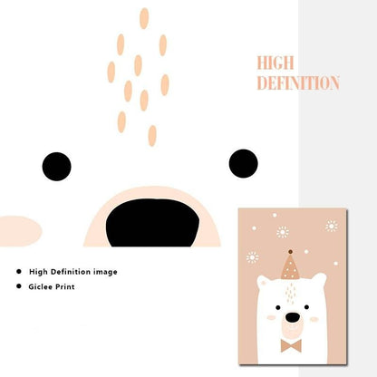 Nursery Canvas Wall Art Lion Giraffe Bear Posters - Just Kidding Store