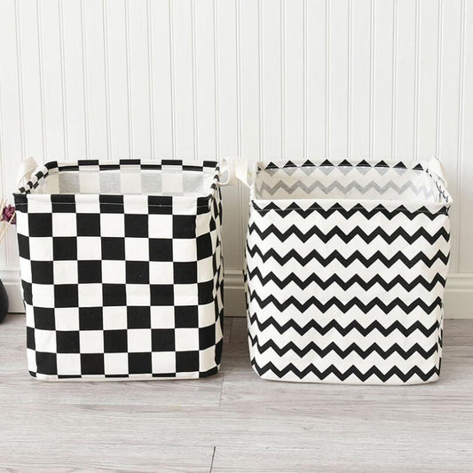 Monochrome Cube Canvas Basket - Toy Storage Box - Just Kidding Store